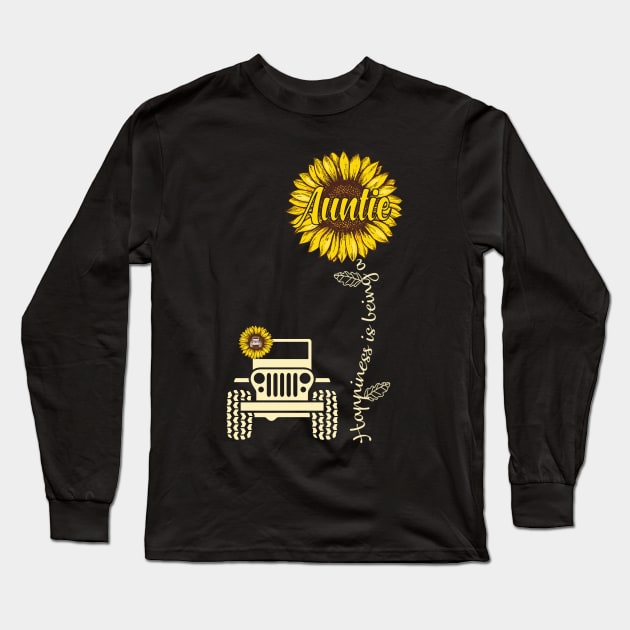 Jeep Sunflower Jeep Auntie Happiness is being a Auntie Jeep Women Long Sleeve T-Shirt by Jane Sky